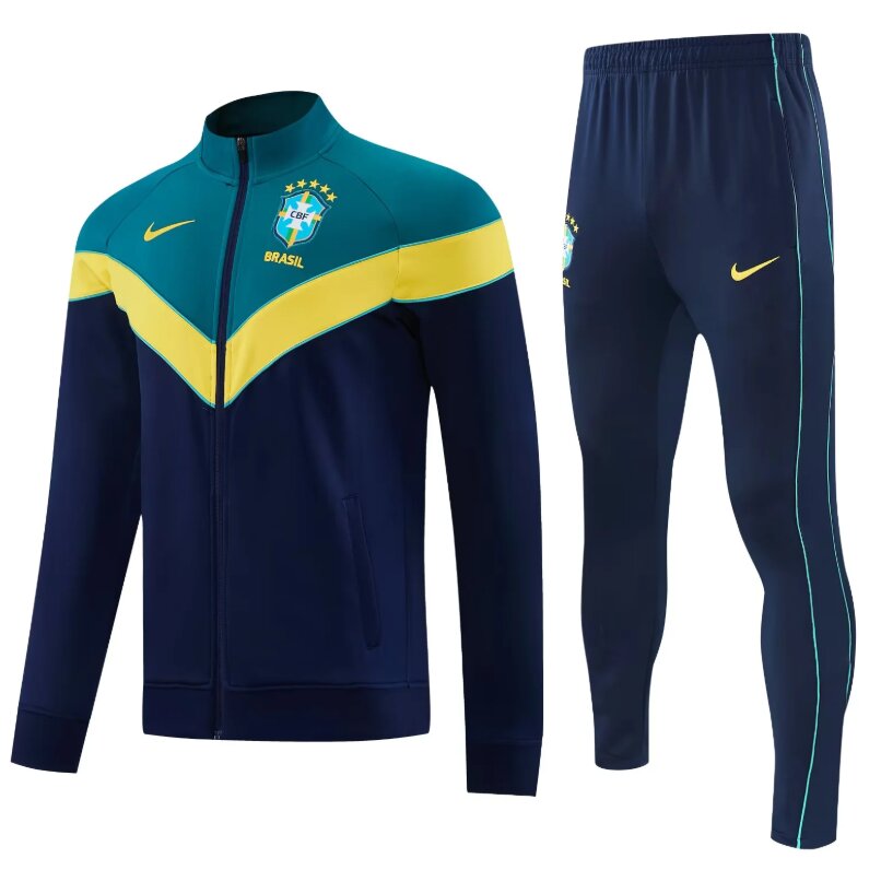 AAA Quality Brazil 26/27 Tracksuit - Dark Green/Navy Blue